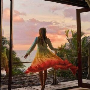 Bohemian Rainbow Tiered Maxi Dress